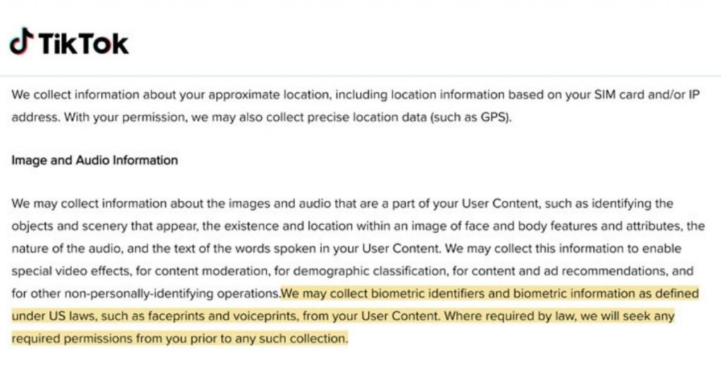 Tiktok privacy policy